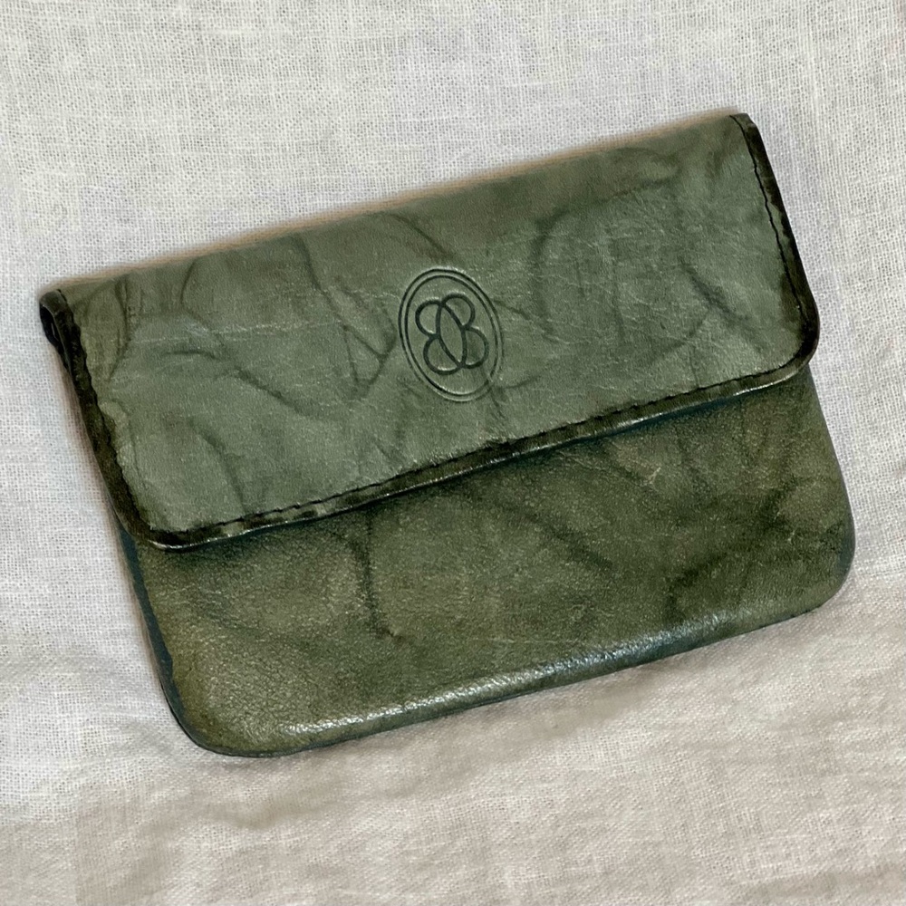 Buxton Genuine Leather Distressed Blue-green Cardholder Vintage